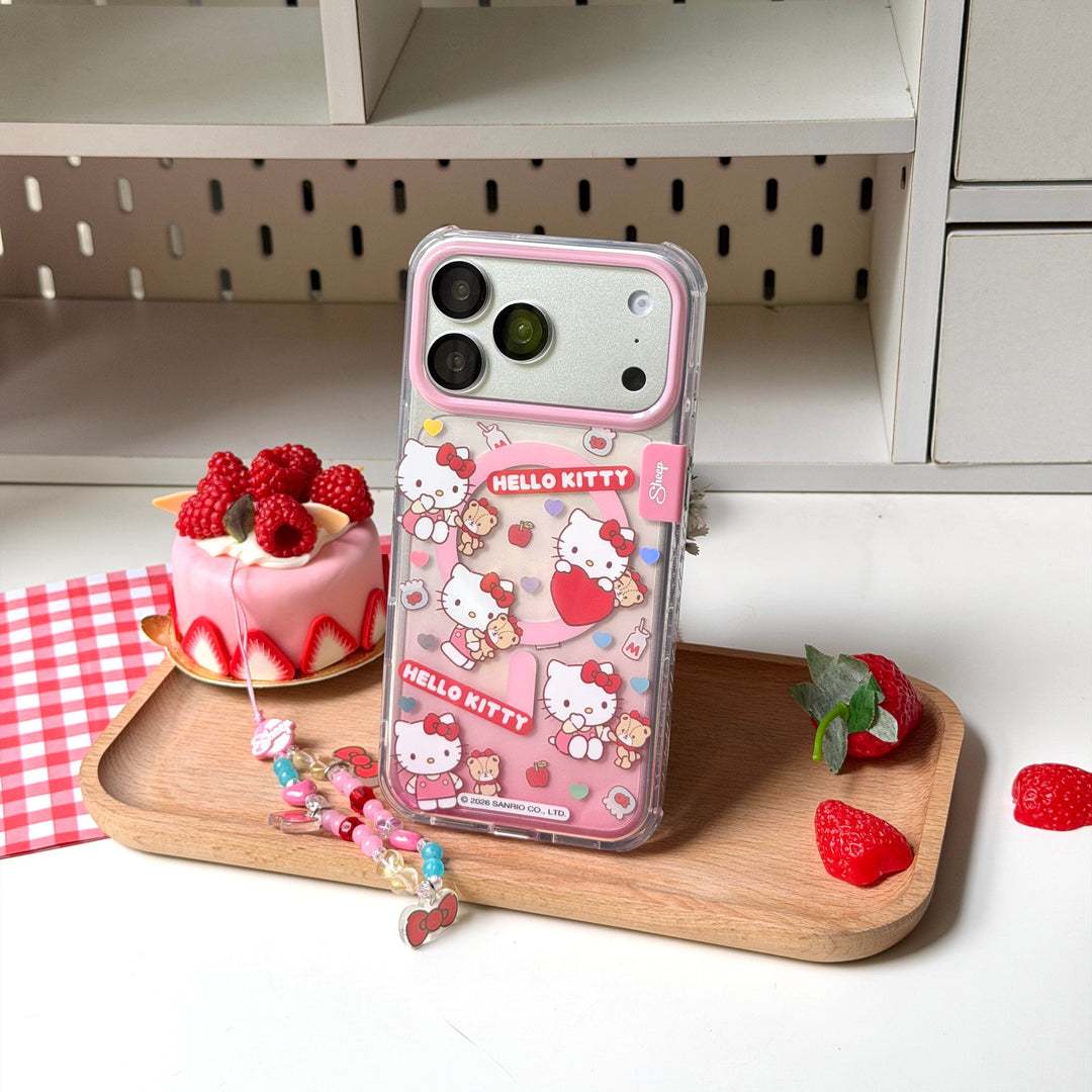 เคส hello kitty sanrio phone case ซานริโอ้ เฮลโล คิตตี้ ของแท้ โทรศัพท์ มือถือ ไอโฟน iphone 17 pro max silver magsafe ลิขสิทธิ์แท้ สีแดง ชมพู หมี tiny chum แถม keychain ลายน่ารัก กันกระแทก