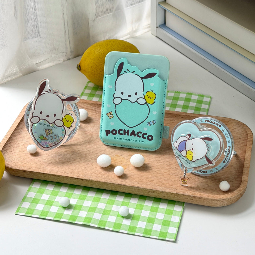 เคส pochacco sanrio phone case ซานริโอ้ หมา โปเชโกะ ของแท้ โทรศัพท์ มือถือ ลิขสิทธิ์แท้ สีเขียว ฟ้า ลูกเจี๊ยบ pi-chans phone accessories magsafe griptok wallet ลายน่ารัก