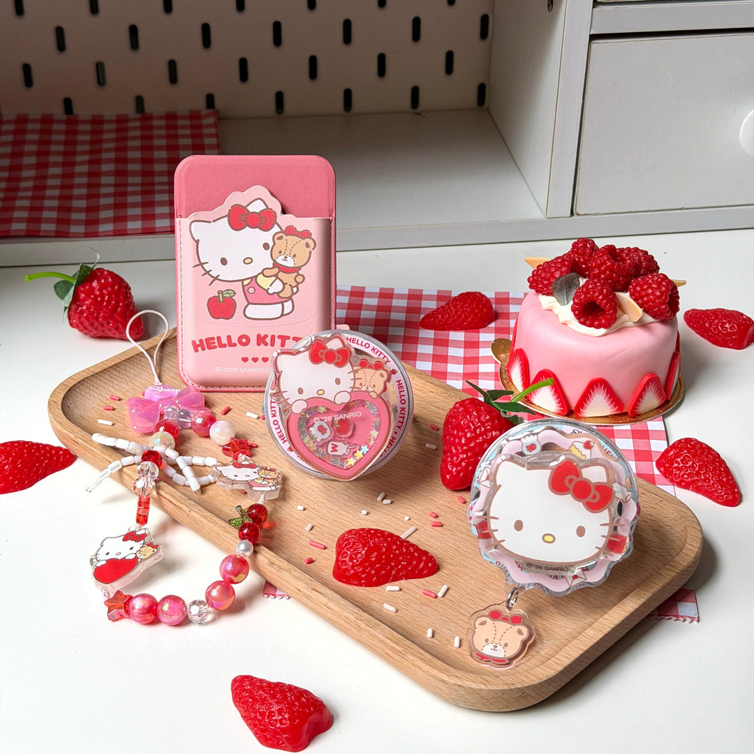 phone accessories ใช้คู่เคส hello kitty sanrio case ซานริโอ้ เฮลโล คิตตี้ ของแท้ ลิขสิทธิ์แท้ สีแดง ชมพู หมี tiny chum magsafe griptok wallet charm ลายน่ารัก