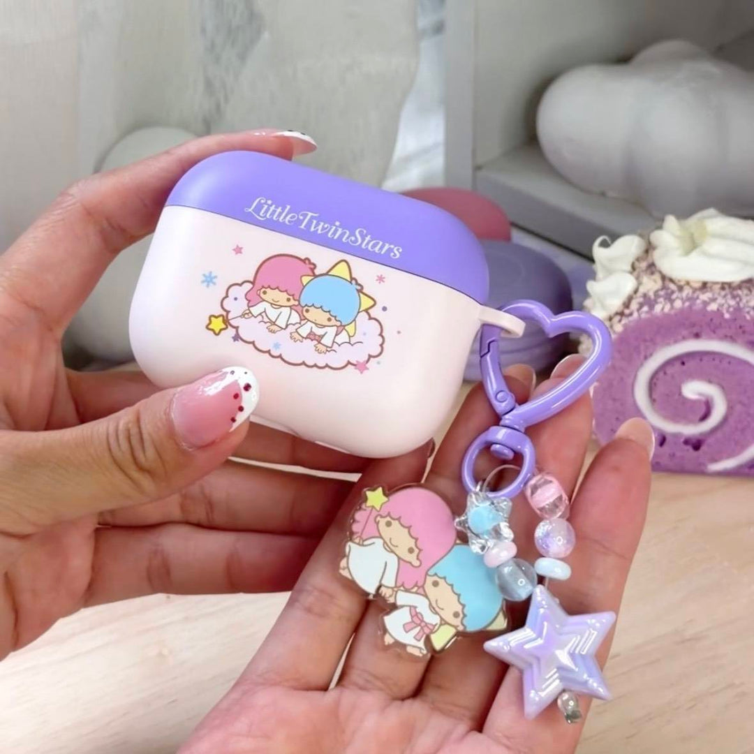 เคส แอร์พอด little twin stars sanrio case ซานริโอ้ ฝาแฝด kiki lala ลิตเติลทวินสตาร์ ของแท้ แอร์พอด airpods 4 pro 3 ลิขสิทธิ์แท้ สีม่วง ดวงดาว ลายน่ารัก แถม keyring