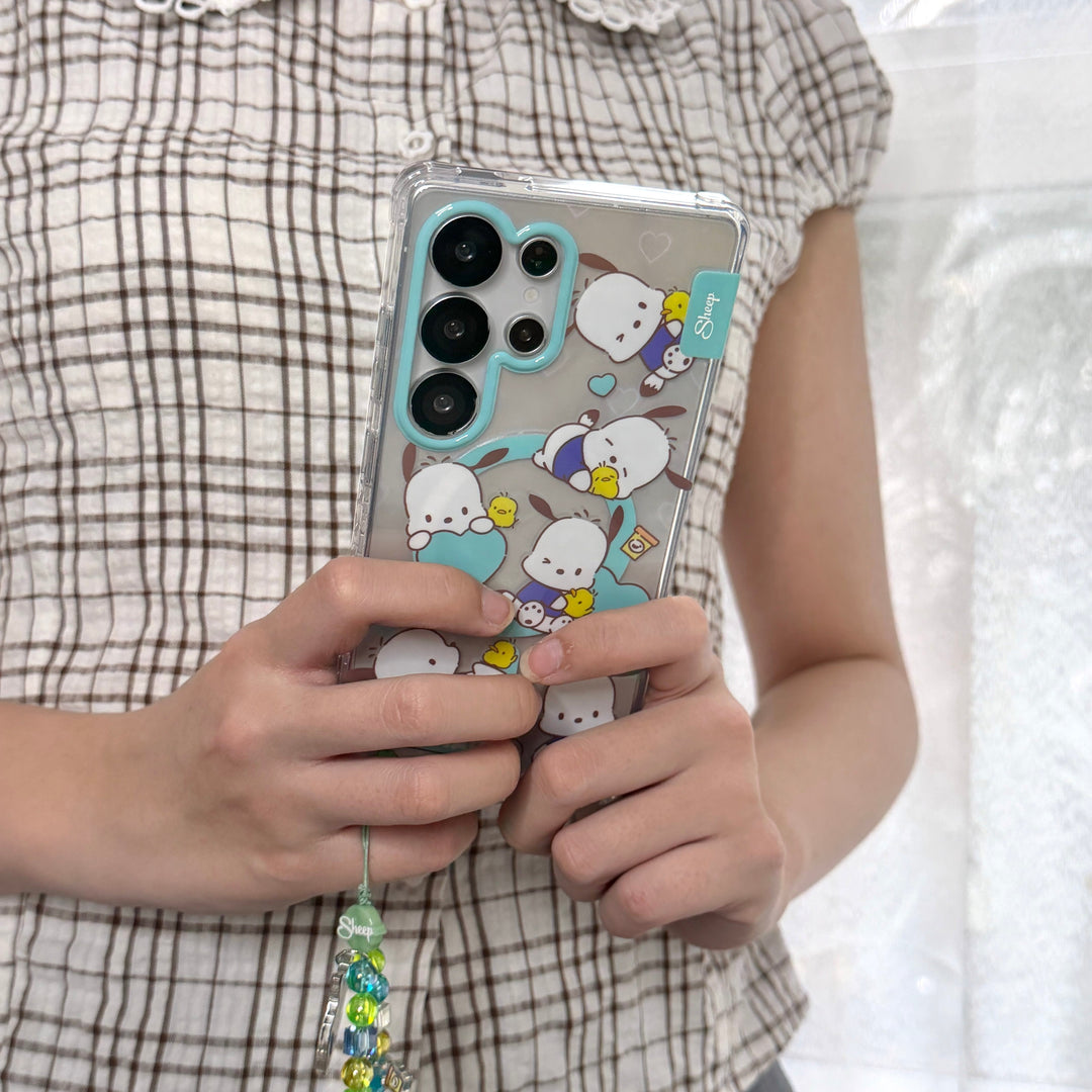 เคส pochacco sanrio phone case ซานริโอ้ โปเชโกะ ของแท้ โทรศัพท์ มือถือ ซัมซุง samsung s25 s26 ultra magsafe ลิขสิทธิ์แท้ สีเขียว ฟ้า ลูกเจี๊ยบ แถม keychain ลายน่ารัก กันกระแทก