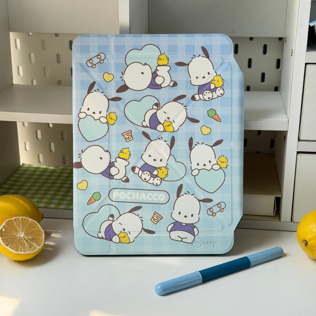เคส ไอแพด pochacco sanrio ipad case  ซานริโอ้ โปเชโกะ ของแท้ ไอแพด air 5 ลิขสิทธิ์แท้ สีเขียว ฟ้า ลูกเจี๊ยบ pi-chans แถมปลอกปากกา กันกระแทก กันงอ ลายน่ารัก