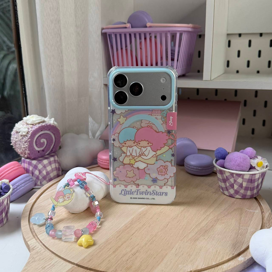 เคส little twin stars sanrio phone case ซานริโอ้ ฝาแฝด kiki lala ลิตเติลทวินสตาร์ ของแท้ โทรศัพท์ มือถือ ไอโฟน iphone ลิขสิทธิ์แท้ สีม่วง ดวงดาว magsafe ลายน่ารัก 17 pro max silver
