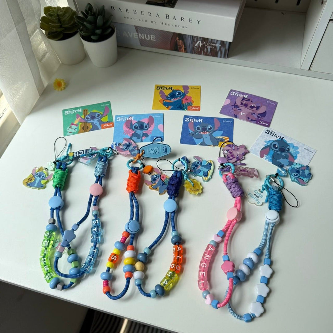 กล่องสุ่ม stitch สติทช์ สายห้อยมือถือ แบบเชือก blindbox phone charm angel scrump แองเจิล สครัมป์