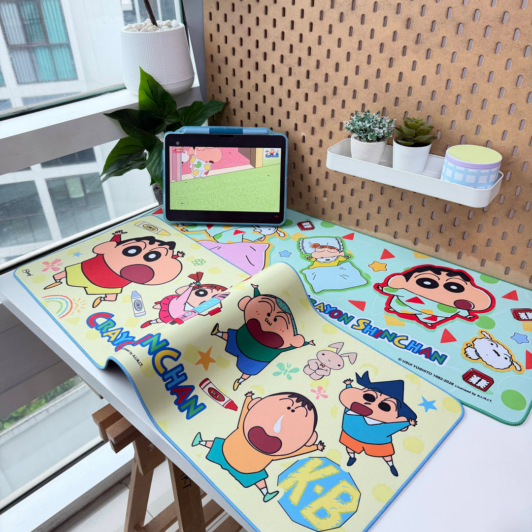 Crayon Shinchan ลิขสิทธิ์แท้ เครยอน ชินจัง ของแต่งโต๊ะ Mouse Pad แผ่นรองเมาส์ ใหญ่ Pajamas Nohara Himawari Kasukabe Friends คาซาม่าคุง เนเน่จัง มาซาโอะคุง โบจัง