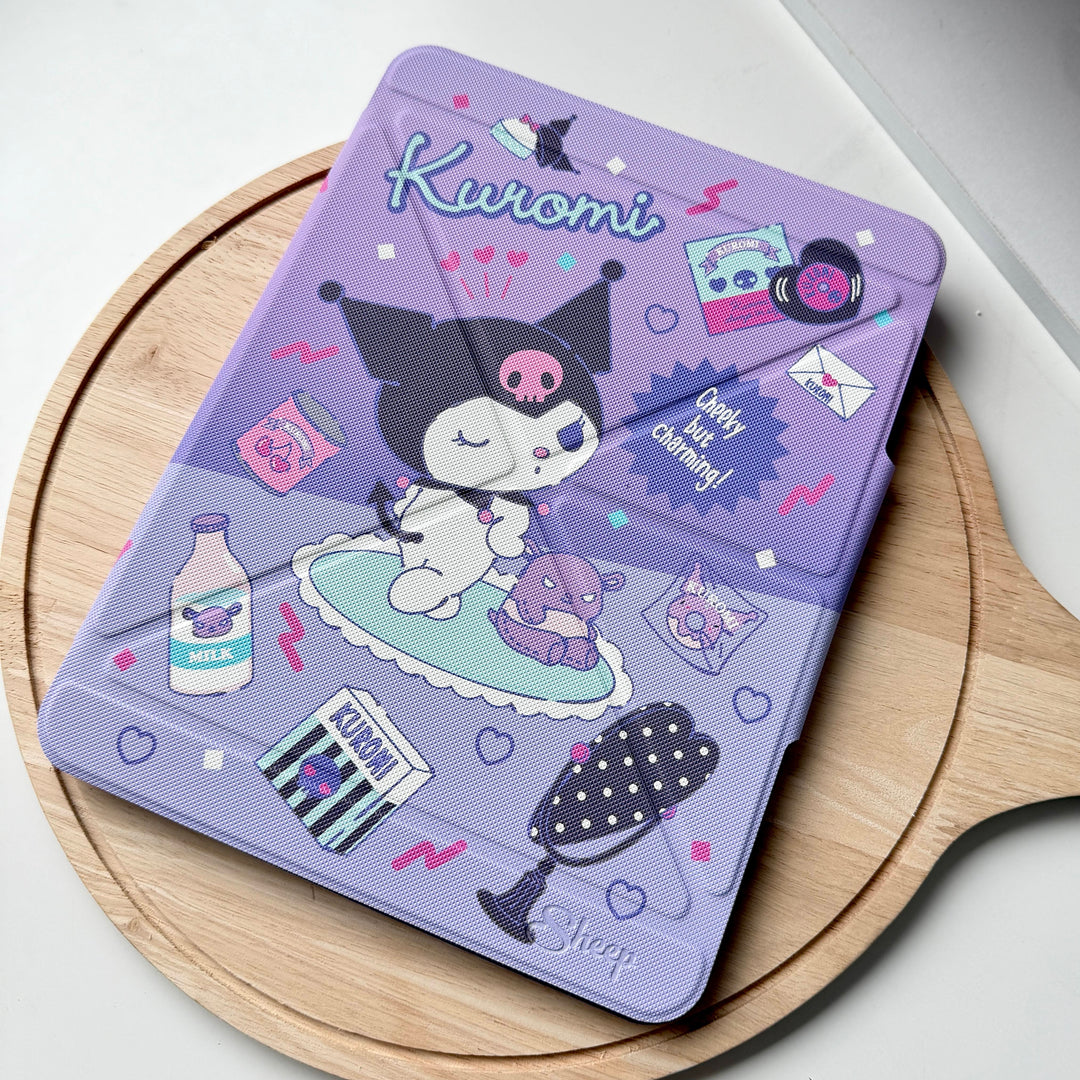 เคส sanrio ipad case kuromi ซานริโอ้ คุโรมิ ของแท้ ไอแพด air 5 ลิขสิทธิ์แท้ สีม่วง ดำ baku บาคุ แถมปลอกปากกา กันกระแทก กันงอ ลายน่ารัก
