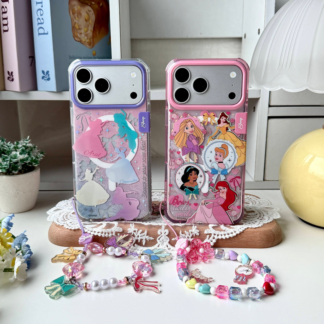 เคส disney princess รวม เจ้าหญิงดิสนีย์ โบว์ ไอโฟน iphone case 17 18 pro max ariel แอเรียล belle เบลล์ cinderella ซินเดอเรลล่า jasmine จัสมิน rapunzel ราพันเซล สีชมพู ลายน่ารัก กันกระแทก แถม keychain สายห้อยมือถือ