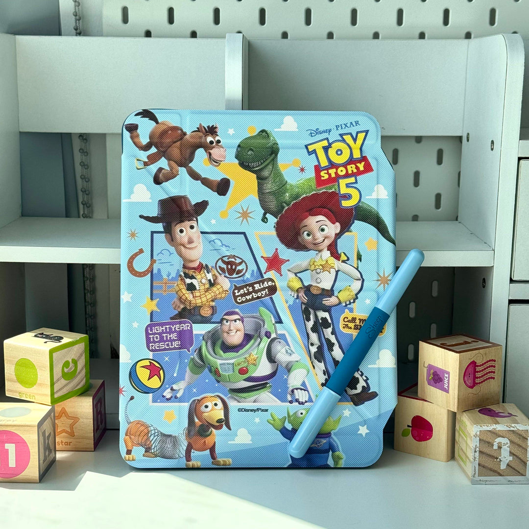 เคส ไอแพด toy story ภาค 5 gadget ของเล่น disney pixar ทอย สตอรี่ ดิสนีย์ พิกซาร์ สีฟ้า ipad case woody วู้ดดี้ buzz lightyear บัซ ไลท์เยียร์ jessie เจสซี่ bullseye rex เร็กซ์ slinky dog สลิงกี้ aliens เอเลี่ยน little green men ตัวละคร เรื่องย่อ หนัง แถม