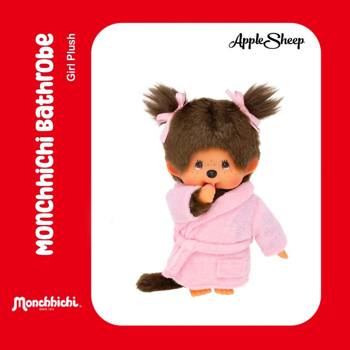 ตุ๊กตา Monchhichi Bathrobe Girl ชุดคลุมอาบน้ำ มอนชิชิ ลิขสิทธิ์แท้