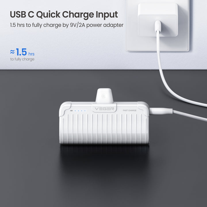แบตเตอรี่สำรอง Veger พาวเวอร์แบงค์ Powerbank USB-C และ Lightning