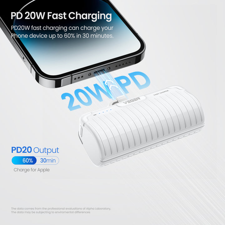 แบตเตอรี่สำรอง Veger พาวเวอร์แบงค์ Powerbank สีขาว พกง่าย ไร้สาย