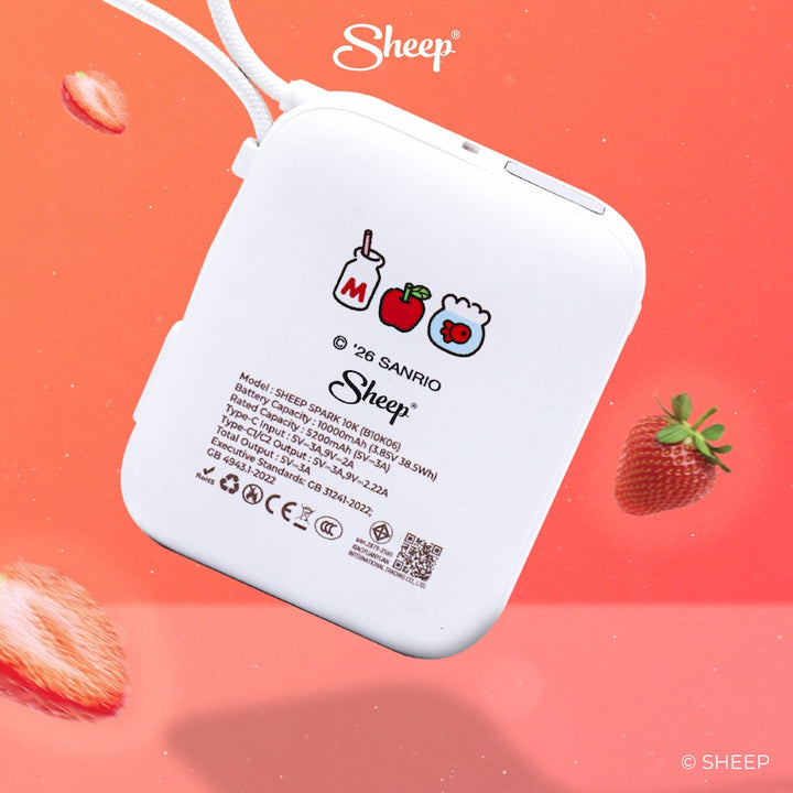 SHEEP Spark Hello Kitty พาวเวอร์แบงค์ขนาดเล็ก น้ำหนักเบา 171 กรัม พกพาง่าย ลิขสิทธิ์แท้ Sanrio