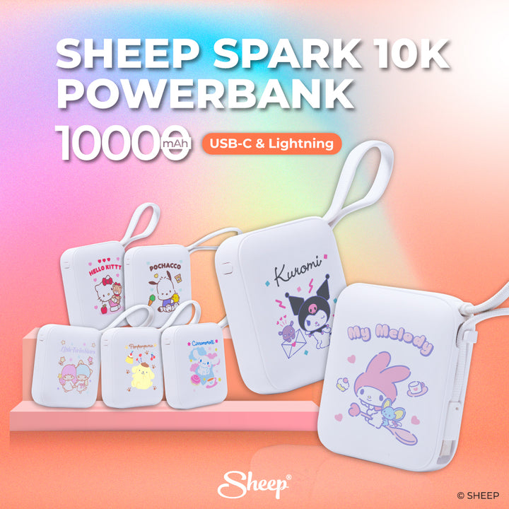 SHEEP Spark พาวเวอร์แบงค์ 10000mAh Sanrio ซานริโอ้ ครบ 7 ลาย Hello Kitty Kuromi My Melody ลิขสิทธิ์แท้