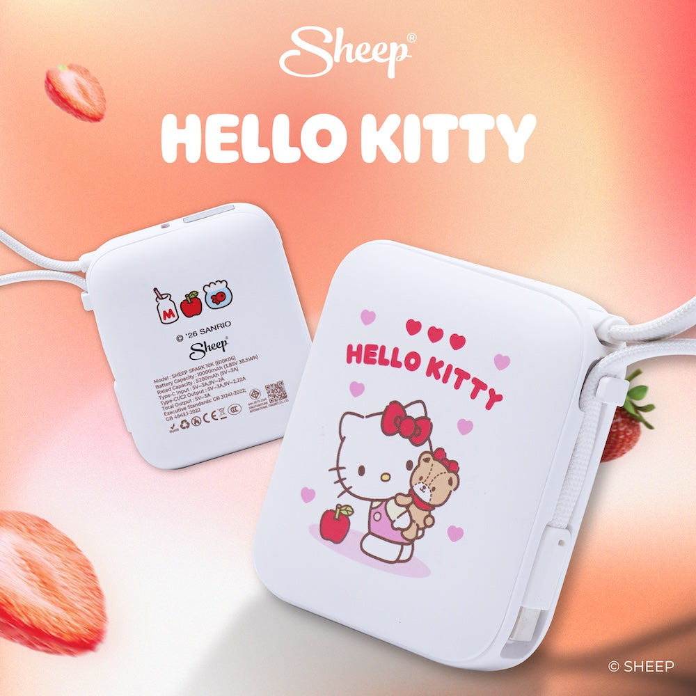 SHEEP Spark พาวเวอร์แบงค์ 10000mAh ลาย Hello Kitty เฮลโล คิตตี้ สีขาวแดง Sanrio ลิขสิทธิ์แท้