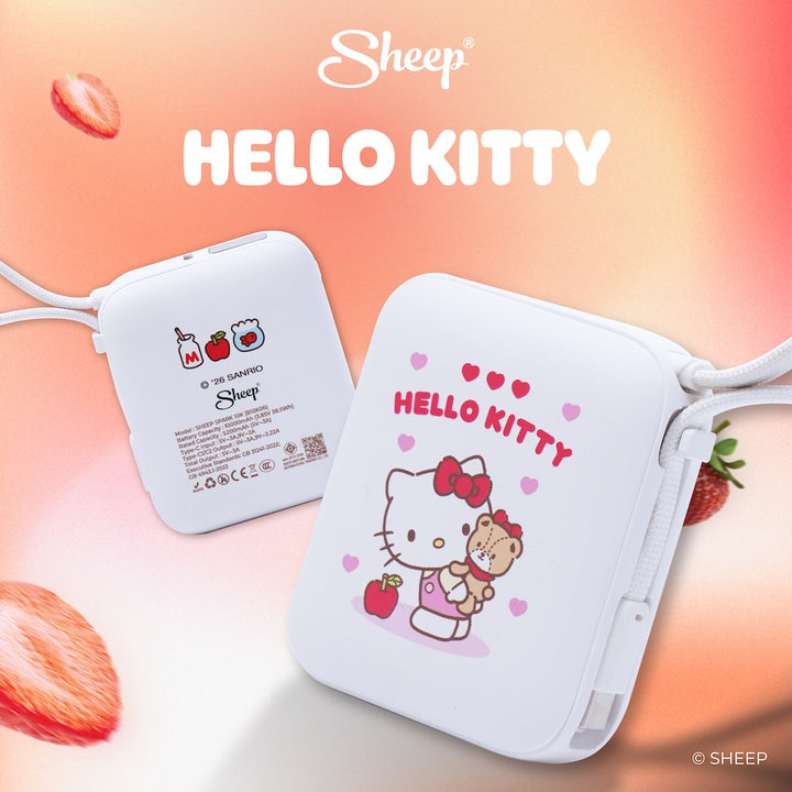 SHEEP Spark พาวเวอร์แบงค์ 10000mAh ลาย Hello Kitty เฮลโล คิตตี้ สีขาวแดง Sanrio ลิขสิทธิ์แท้