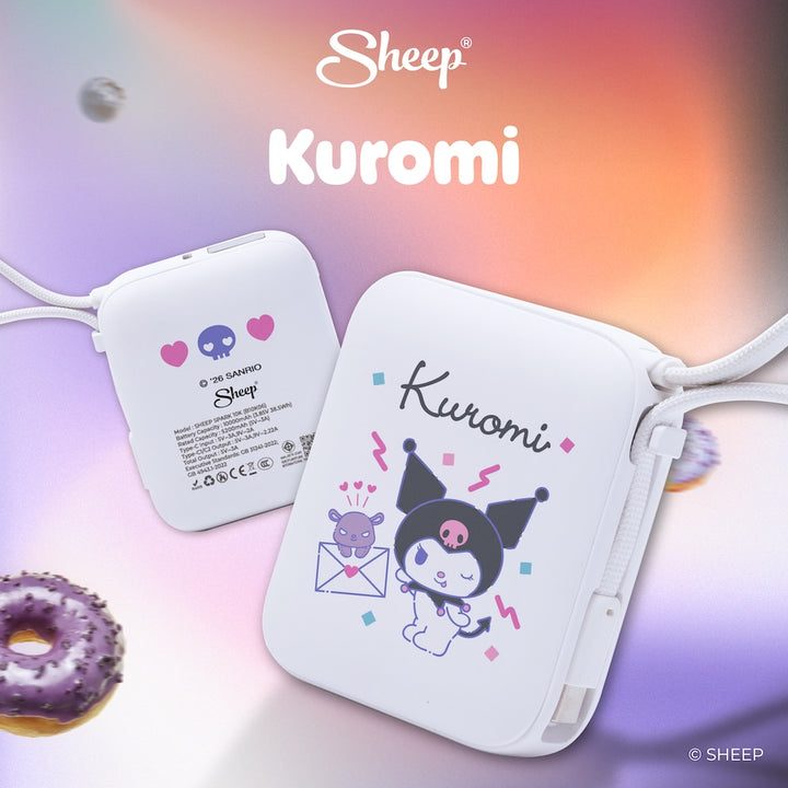 SHEEP Spark พาวเวอร์แบงค์ 10000mAh ลาย Kuromi คุโรมิ สีขาวม่วง Sanrio ลิขสิทธิ์แท้