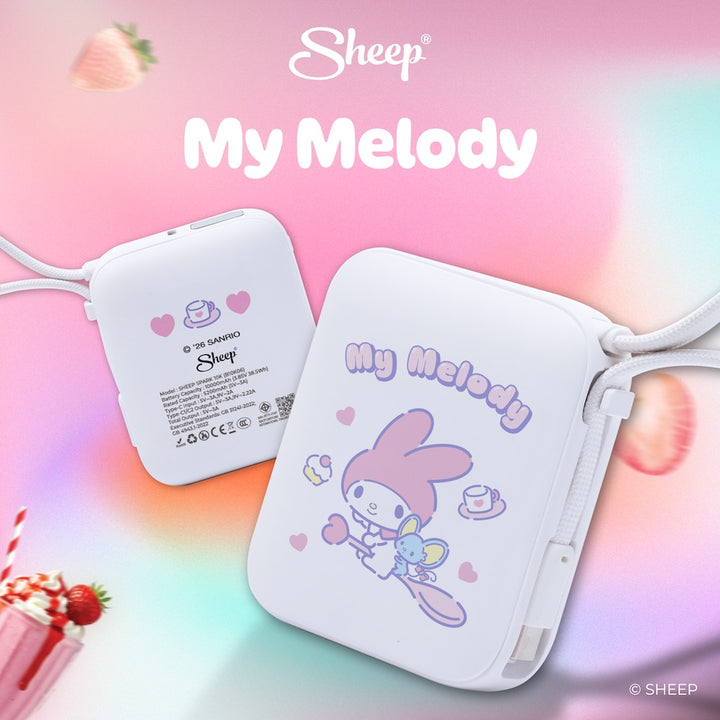 SHEEP Spark พาวเวอร์แบงค์ 10000mAh ลาย My Melody มายเมโลดี้ สีขาวชมพู Sanrio ลิขสิทธิ์แท้