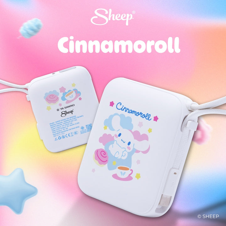 SHEEP Spark พาวเวอร์แบงค์ 10000mAh ลาย Cinnamoroll ซินนามอนโรล สีขาวฟ้า Sanrio ลิขสิทธิ์แท้