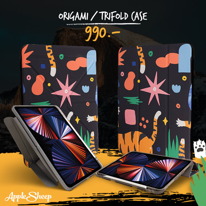 เคสไอแพด Origami Trifold Case iPad Pro11 Pro10.5 Air5 Air4 Air3 Gen9 Gen8 Gen7 Gen6 ลาย Tiger