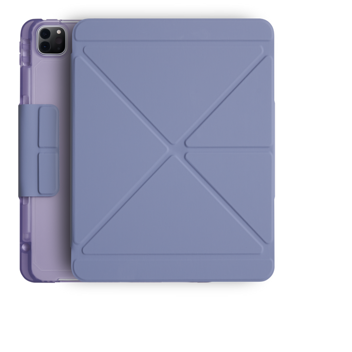 Case iPad Pro 11 M1 Gen3 สีม่วง(Pastel Purple) ปกพับจีบ รูกล้อง
