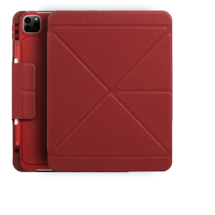 เคส ไอแพด โปร11 เจน3 M1 สีแดง(Red) ปกพับจีบ รูกล้อง
