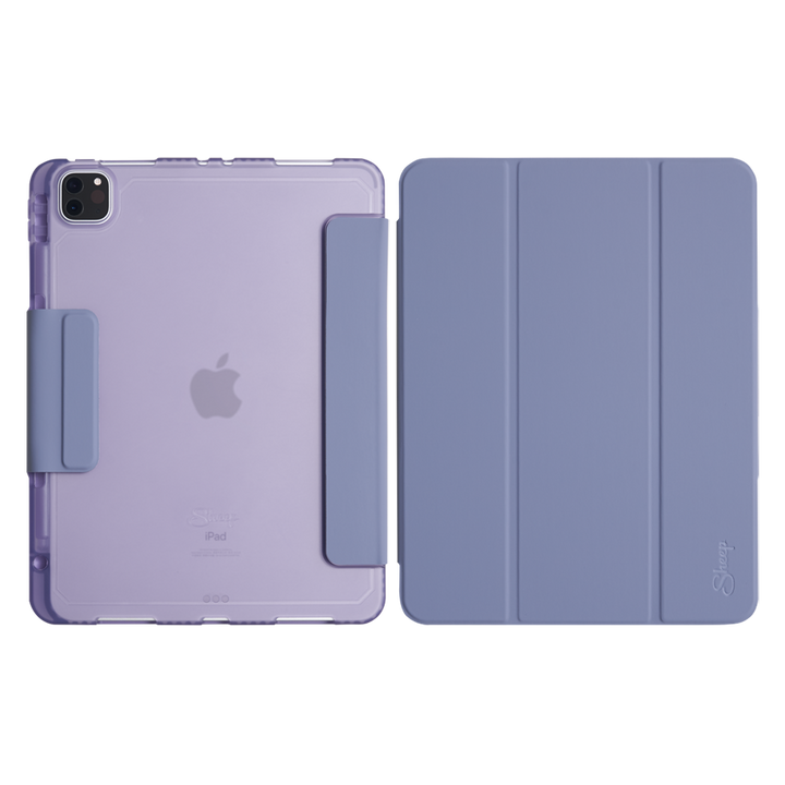 Case iPad Pro 11 M1 Gen3 สีม่วง(Pastel Purple) ด้านหลัง ปกพับสามทบ