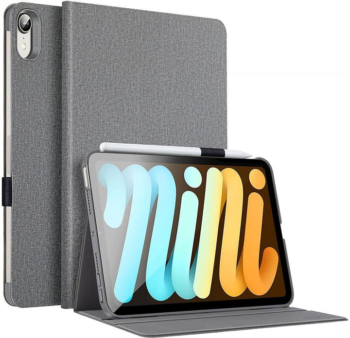 Case iPad Mini6 เคสไอแพดมินิ6 วางตั้งได้แนวนอน มีที่เก็บปากกา สีเทา
