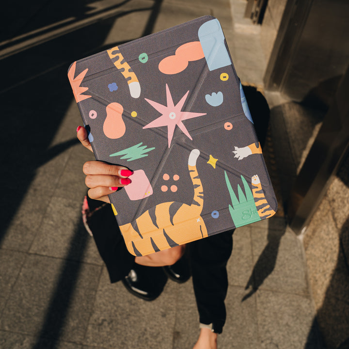 Origami เคสไอแพด Case iPad สีดำ ลายTiger ตั้งได้ มีรางปากกา