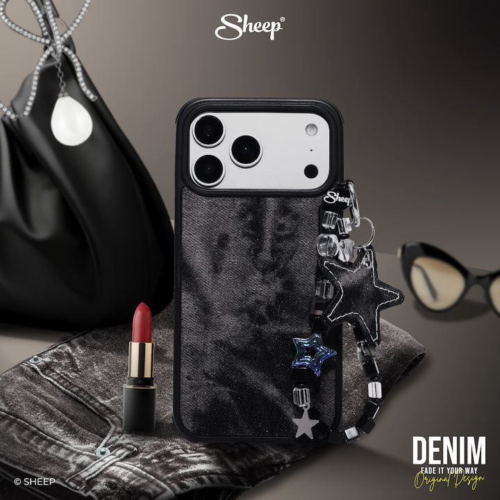 เคส case เดนิม Denim iPhone 17 Pro Max ไอโฟน ยีนส์ Jeans ถอดได้ magsafe แม่เหล็ก สี ดำ แถมฟรี keychain พวงกุญแจ