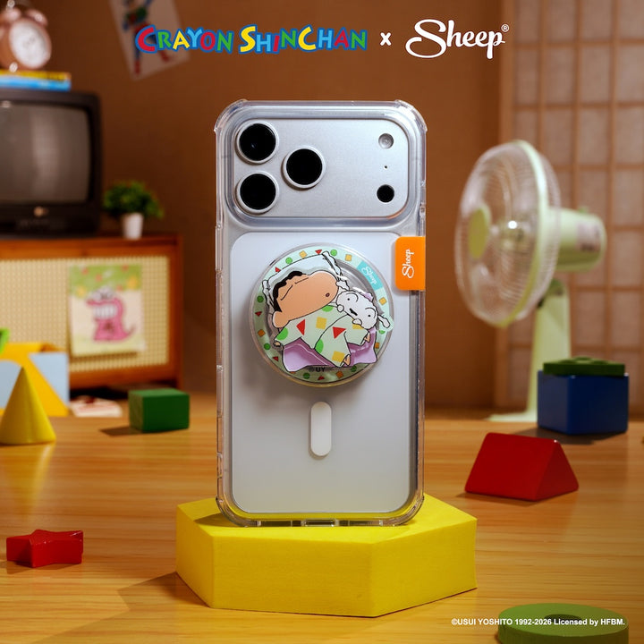 ลิขสิทธิ์แท้ Crayon Shinchan ชินจัง ที่แปะมือถือ สีเขียว ดีไซน์ Pajamas ใช้คู่เคส MagSafe Phone Grip