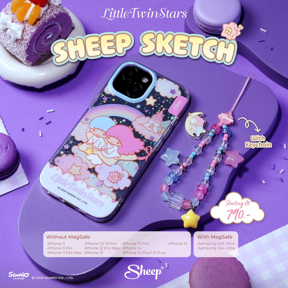เคส ลิตเติ้ลทวินสตาร์ little twin stars sanrio ลายน่ารัก case iphone sketch ไอโฟน ลิขสิทธิ์แท้ ซานริโอ้ สีม่วง กันกระแทก