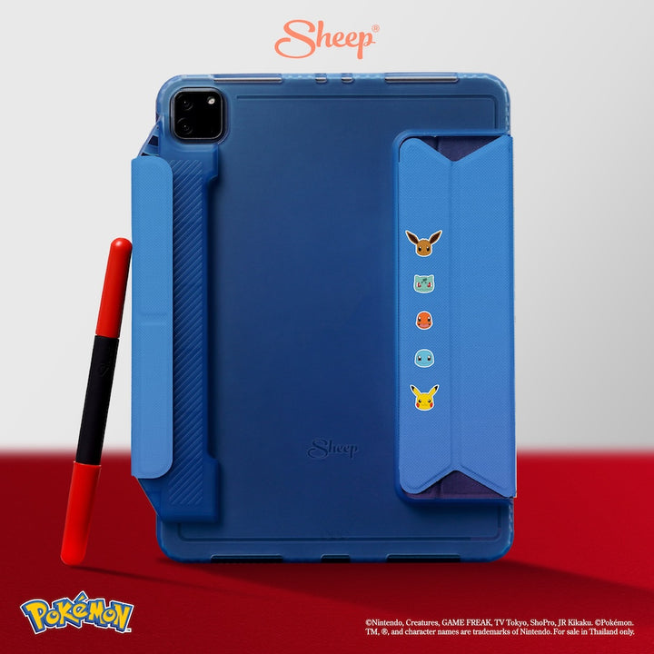 สี น้ำเงิน เคส ไอแพด iPad Case กันงอ โปเกมอน พิคาชู Pokedex ลิขสิทธิ์แท้ Pikachu Pokémon  น่ารัก ปลอกปากกา