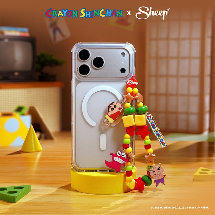 ชินจัง Crayon Shinchan ลิขสิทธิ์แท้ สายห้อยมือถือ Phone Charm ดีไซน์ Home สีแดง ลูกปัดอะคริลิก 3D ใช้คู่เคส Accessories