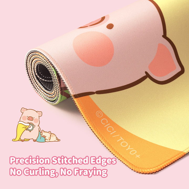 แผ่นรองเมาส์ rock สีเหลือง หมู ลูลู่ แผ่นใหญ่ lulu the piggy mouse pad