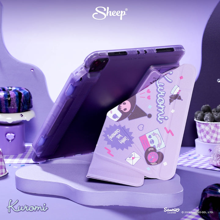 เคสไอแพด คุโรมิ สีม่วง ดำ kuromi ipad case ซานริโอ้ ลิขสิทธิ์แท้ sanrio แถม ปลอกปากกา กันงอ กันกระแทก พับได้ แนวตั้ง นอน