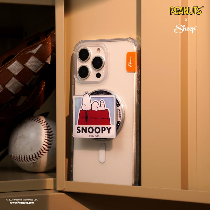 เคส Snoopy นอนบนหลังคาสีแดง Griptok Snoopy ที่ตั้งโทรศัพท์ Snoopy เคสลายหมาน่ารัก