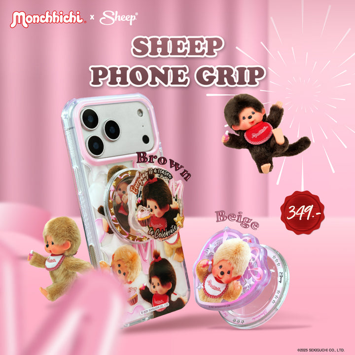 ที่แปะมือถือ magsafe ม่อนชิชิ สีชมพู sheep phone grip monchhichi beige เบจ ทอง accessories มอนชิชิ