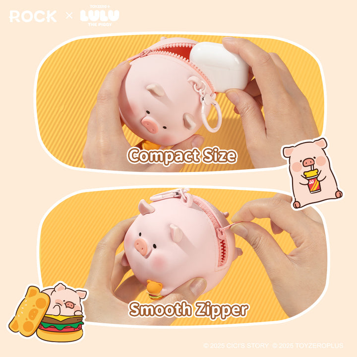rock กระเป๋าใส่หูฟัง airpods lulu the piggy earphone bag หมู ลูลู่ วัสดุซิลิโคน