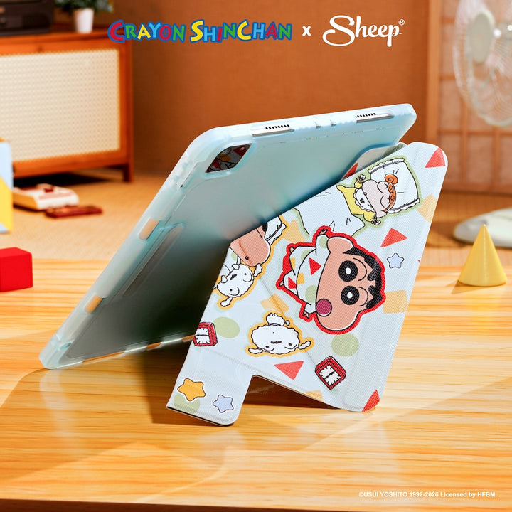 เคสไอแพด กันกระแทก เครยอน ชินจัง ชุดนอน crayon shinchan ipad case ตั้งได้ น้ำหนักเบา พกง่าย ลิขสิทธิ์แท้ สีเขียว ฟ้า