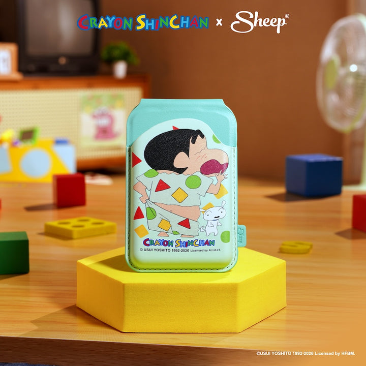 Crayon Shinchan Gadget ที่ใส่บัตร แปะมือถือ สีเขียว magsafe ใช้คู่เคส ชินจัง ชุดนอน ชิโร่ ลิขสิทธิ์แท้
