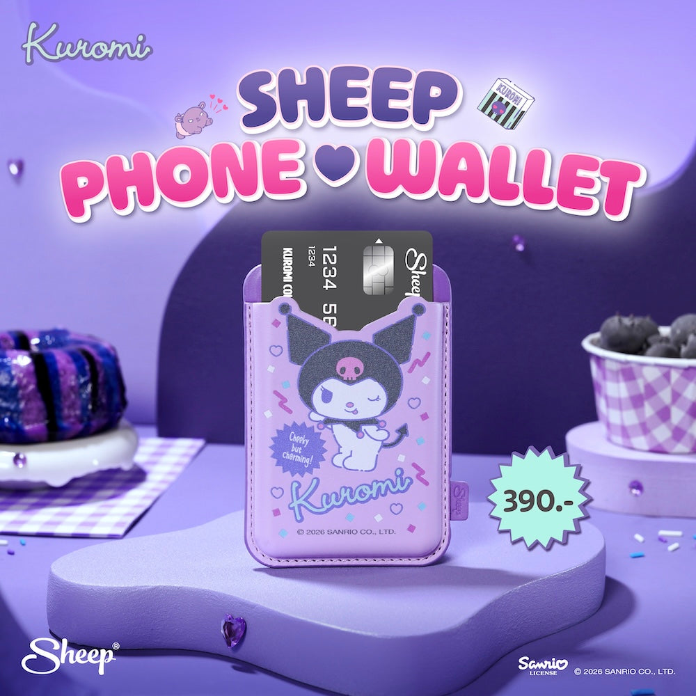 ที่ใส่บัตร แปะมือถือ kuromi ใช้คู่เคส sanrio phone accessories คุโรมิ ลิขสิทธิ์แท้ ซานริโอ้ สีม่วง wallet magsafe card holder