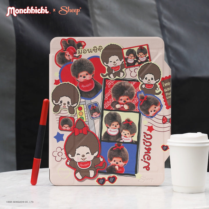เคสไอแพด สีน้ำตาล ม่อนชิชิ ดีไซน์ อักษรไทย monchhichi ipad case กันงอ กันกระแทก ลิขสิทธิ์แท้