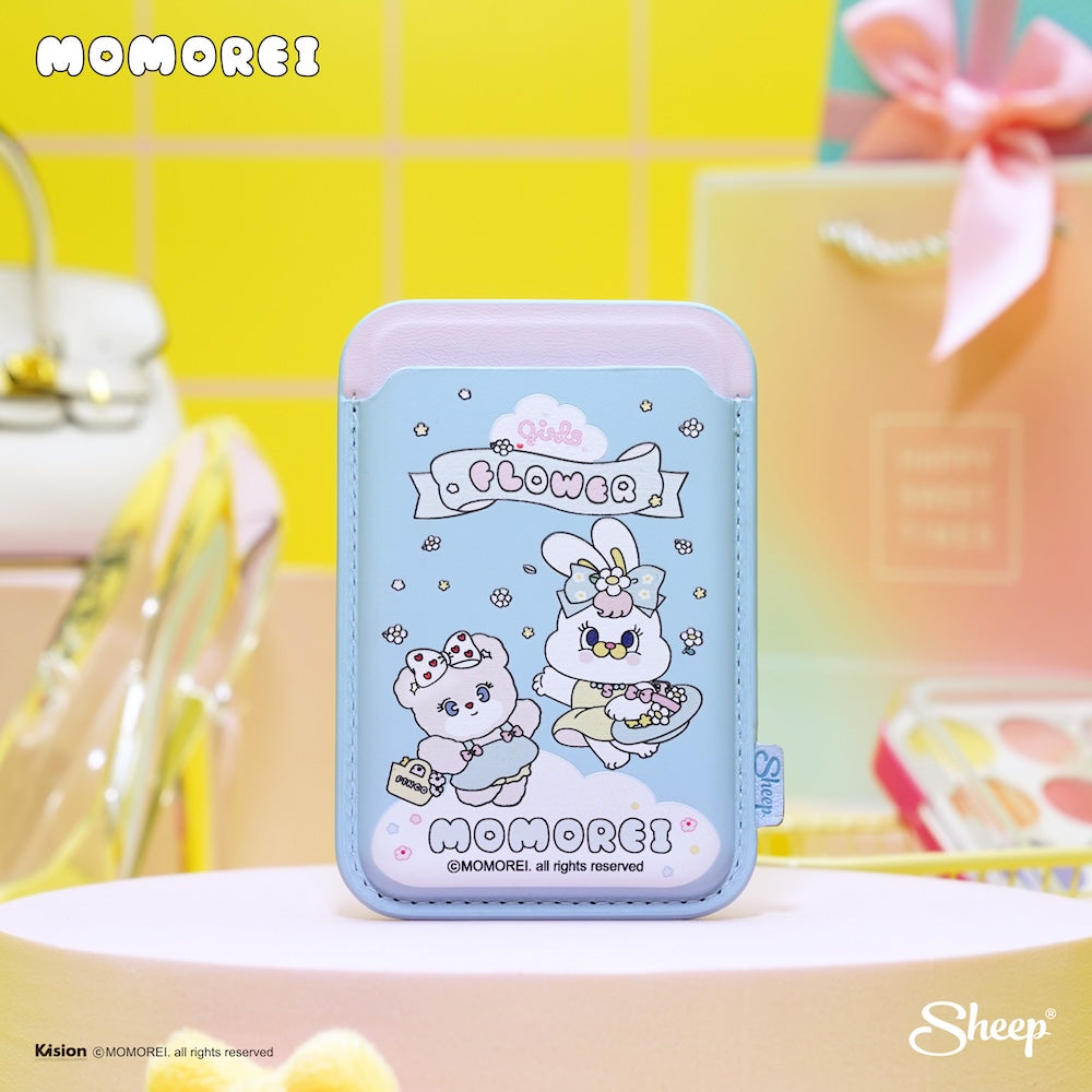 เคส momorei สี ฟ้า พาสเทล card holder ใส่บัตร magsafe wallet แต่งเคส