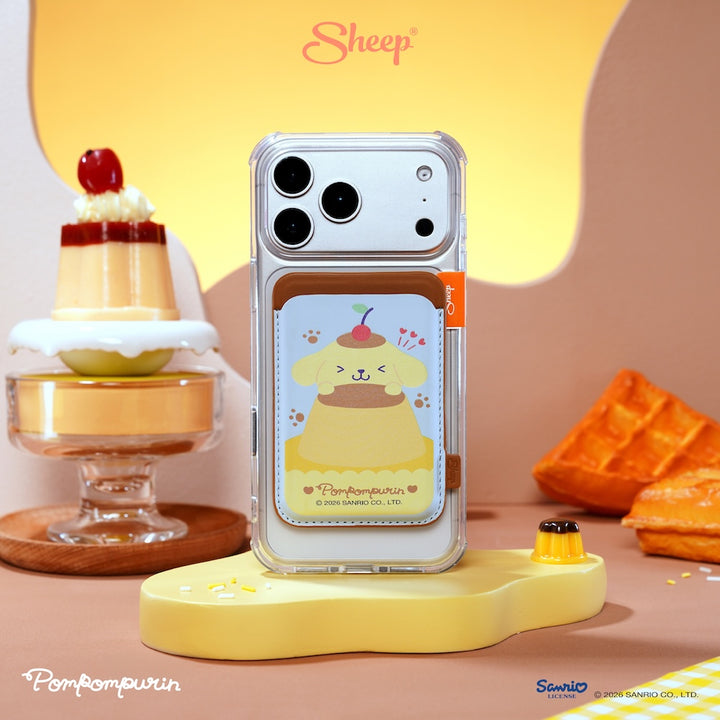 เคสใส่บัตร pompompurin ปอมปอมปุริน สีฟ้า น้ำตาล phone wallet magsafe accessories ลิขสิทธิ์แท้ ใช้คู่เคส sanrio ซานริโอ้