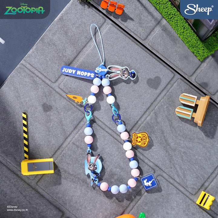 judy hopps zootopia สายห้อยมือถือ ลูกปัด สีฟ้า จูดี้ ถอดสลับได้ charm ลายน่ารัก