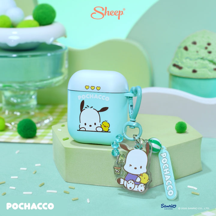 เคสแอร์พอด โปเชโกะ พร้อมส่ง pochacco ลิขสิทธิ์แท้ sanrio airpods case สีเขียว ฟ้า แถม พวงกุญแจ keyring