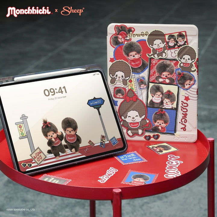 เคสไอแพด ม่อนชิชิ สีน้ำตาล monchhichi ดีไซน์ อักษรไทย น้ำหนักเบา กันกระแทก ipad case ลิขสิทธิ์แท้