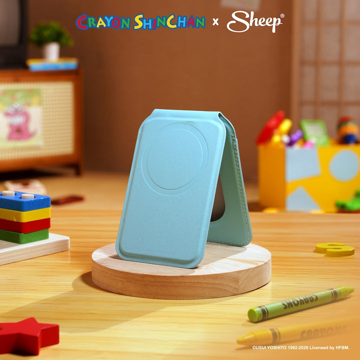 wallet magsafe สีฟ้า ที่ใส่บัตร แปะมือถือ ใช้คู่เคส ชินจัง card holder ลิขสิทธิ์แท้ Crayon Shinchan phone accessories