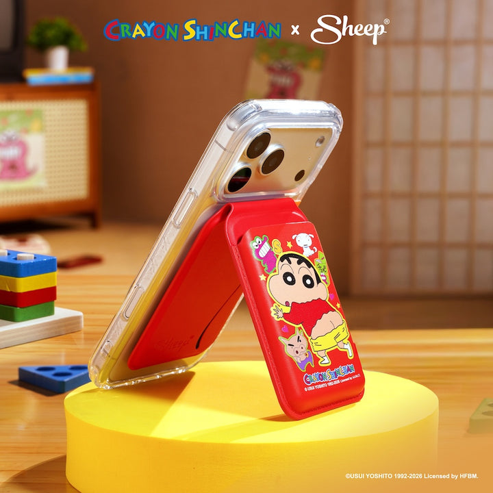 ชินจัง Crayon Shinchan สีแดง ชิโร่ หมูบูริบูริซาเอมอน chocobi magsafe ใช้คู่เคส ที่ใส่บัตร แปะมือถือ