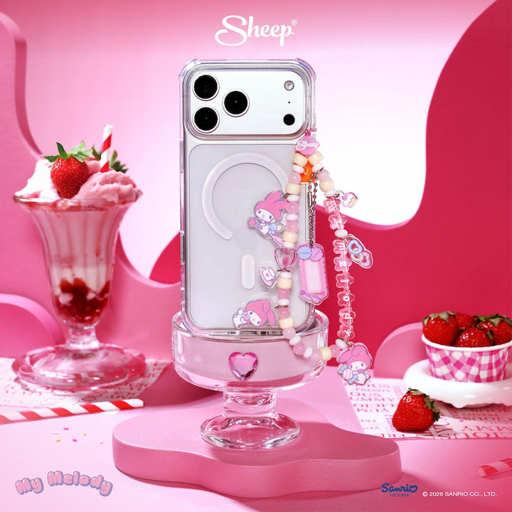 phone charm มายเมโลดี้ สายห้อยมือถือ ลูกปัด สีชมพู ขาว my melody ใช้คู่เคส sanrio accessories ซานริโอ้ ลิขสิทธิ์แท้